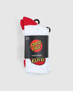 Santa Cruz Classic Dot Youth Sock 4pk White