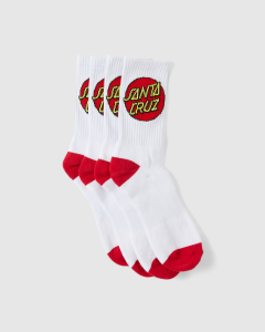 Santa Cruz Classic Dot Socks 4pk White