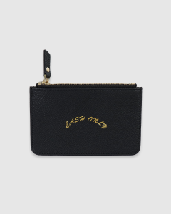 Cash Only Leather Zip Wallet Black