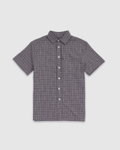 Passport Workers Check SS Shirt Blue Heather