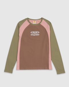 Stingwater Moses Paneled LS T-Shirt Brown/Pink/Green