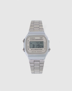 Casio Digital Tranquil Urban EL Backlight Cream Face Ssteel A168WA-8A