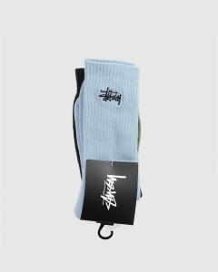 Stussy Graffiti Sock 3 Pack Ice/Charcoal/Olive