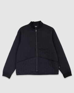 Stussy S Quilted Nylon Zip Jacket Black