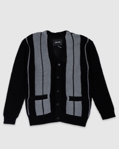 FA School Striped Cardigan Black