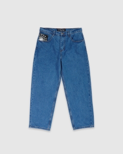 Crawling Death Web Denim Pant Mid Blue