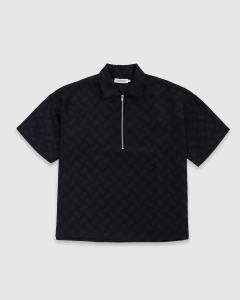 Tightbooth Checker Plate Half Zip Polo Black