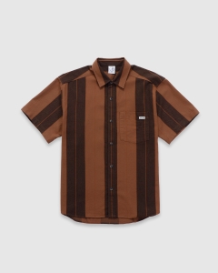 Polar Mitchell Block Stripe SS Shirt Brown