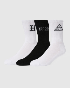 Huf Core Crew 3 Pack Socks Black/White