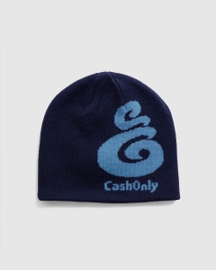 Cash Only Symbol Skully Beanie Blue