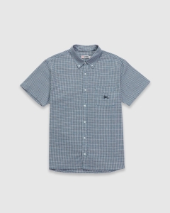 S Double Oxford Classic SS Shirt Pool Blue Check