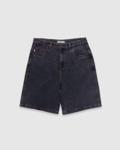 S Double EMB Denim Standard Short Washed Black