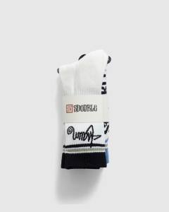 S Double Stripe Shawn Script 3Pk Sock Black/Blue/Sage