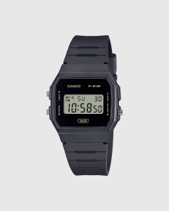 Casio Digital LED WR F91WB-8A Gold Accents Black Resin Band