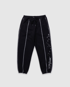 Arcade Script Contrast Stitch Overlock Joggers Black