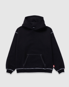 Arcade Script Contrast Stitch Overlock PO Hood Black