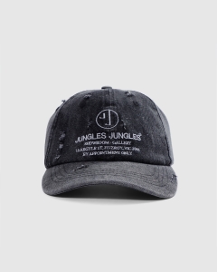 Jungles Appointment Only Distressed 6 Panel Washed Black