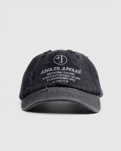 Jungles Appointment Only Distressed 6 Panel Washed Black