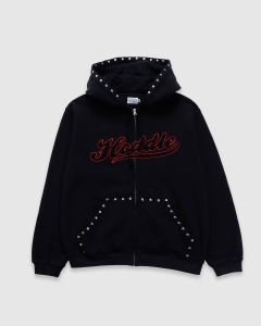 Hoddle Intarsia Script Zip Hood Black