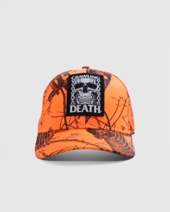 Crawling Death TV Skull Mesh Strapback Orange Camo