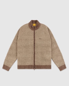 Dime Double Zipper Knit Jacket Camel