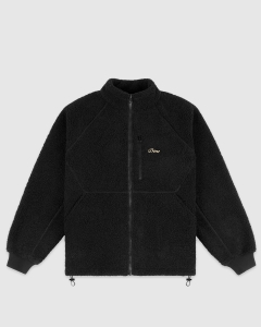 Dime Cursive Logo Polar Fleece Sherpa Zip Jacket Black