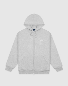 Dime Cursive Small Logo Zip Hood Heather Grey