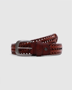 Dime Braided Leather Belt Caramel/Brown