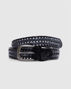 Dime Braided Leather Belt Black/Charcoal