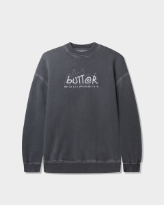 Butter Goods Equipment Applique Crew Washed Black