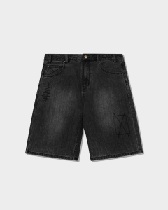 Butter Goods Stitch Denim Shorts Distressed Grey