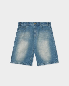 Butter Goods Warped Denim Shorts Washed Mid Blue