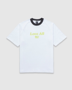 Fast Times Love All Box Raglan T-Shirt White/Charcoal