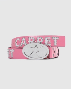 Carpet Leather Belt With Buckle Pink