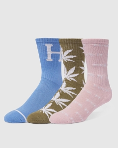 Huf Variety 3 Pack Socks Blue/Olive/Pink