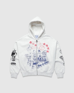 Jungles Scribbles Zip Hood Grey