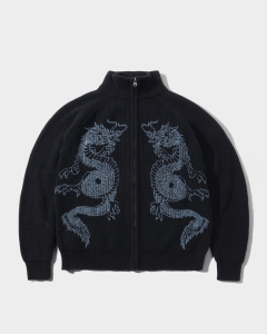 Butter Goods Dragon Zip Knit Sweater Black