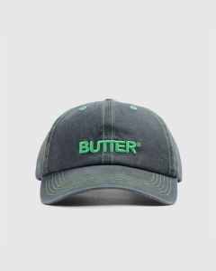 Butter Goods Rounded Logo 6 Panel Washed Black/Lime