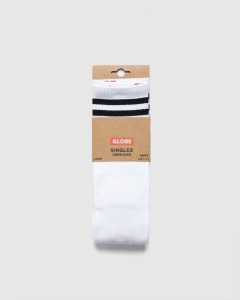 Globe Singles Crew Sock White/Black Stripe