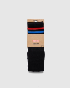 Globe Singles Crew Sock Black/Red/Blue Stripe