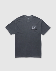 Crawling Death Reaper Logo Embroidered T-Shirt Washed Grey