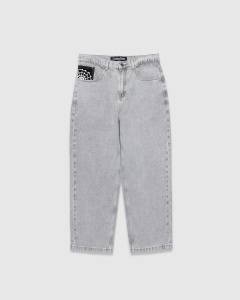 Crawling Death Web Denim Pant Light Grey