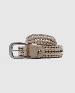 Dime Braided Leather Debossed Logo Belt Tan