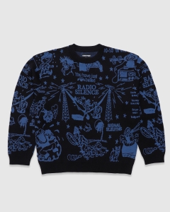 Passport Eyeball Knit Sweater Black/Harbour Blue