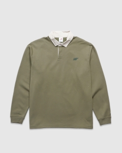 New Balance Numeric Fleece LS Rugby Polo Dark Olive