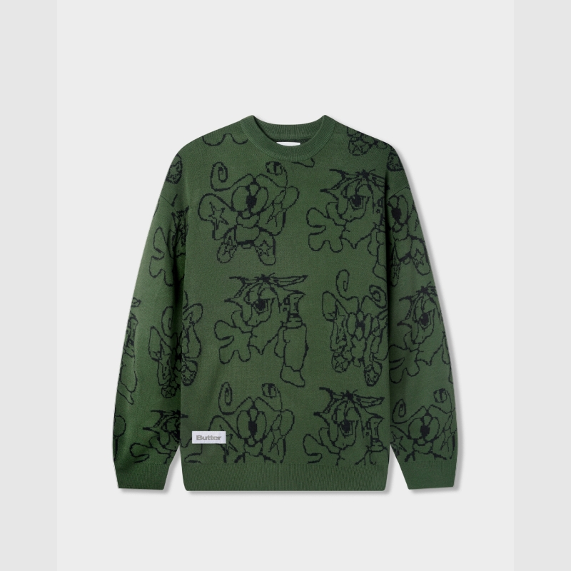 Butter Goods Spray Knit Sweater Forest | Fast Times Skateboa