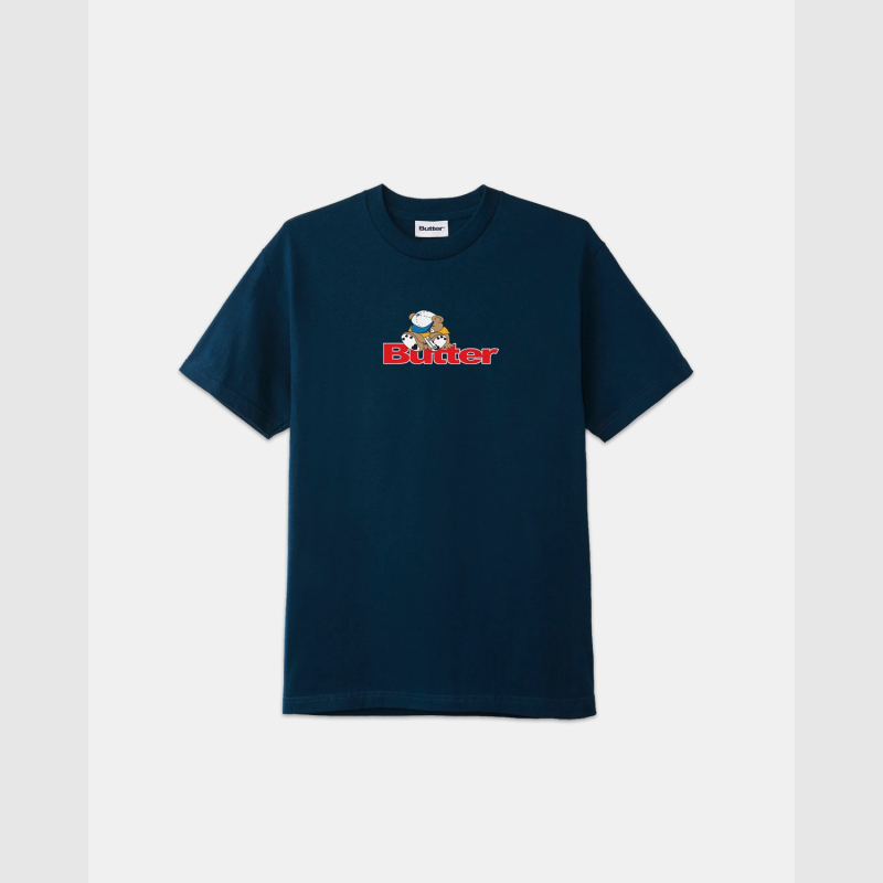 Butter Goods Teddy Logo T-Shirt Navy | Fast Times Skateboard