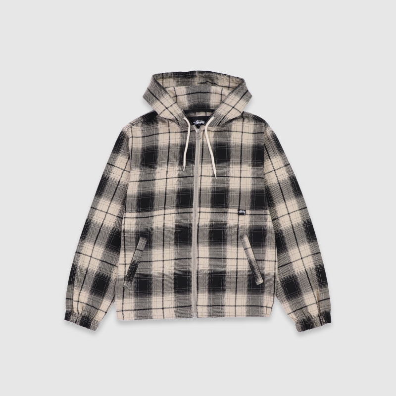 Stussy Shadow Plaid Zip Work Jacket Black/Tan | Fast Times S