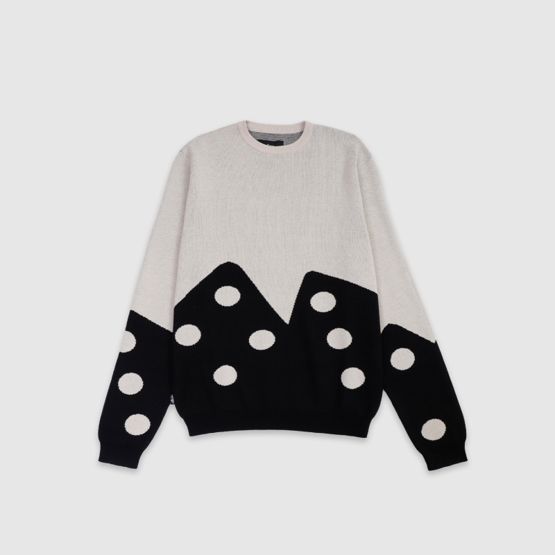 Stussy Dice Sweater Knit Bone | Fast Times Skateboarding