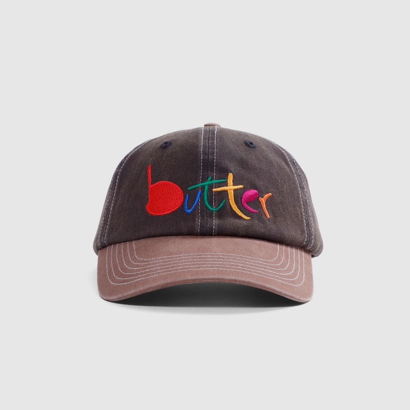 【BUTTER GOODS】Art 6 Panel Cap Charcoal / Redwood Butter Goods Art 6 Panel Charcoal/Redwood | Fast Times Skate